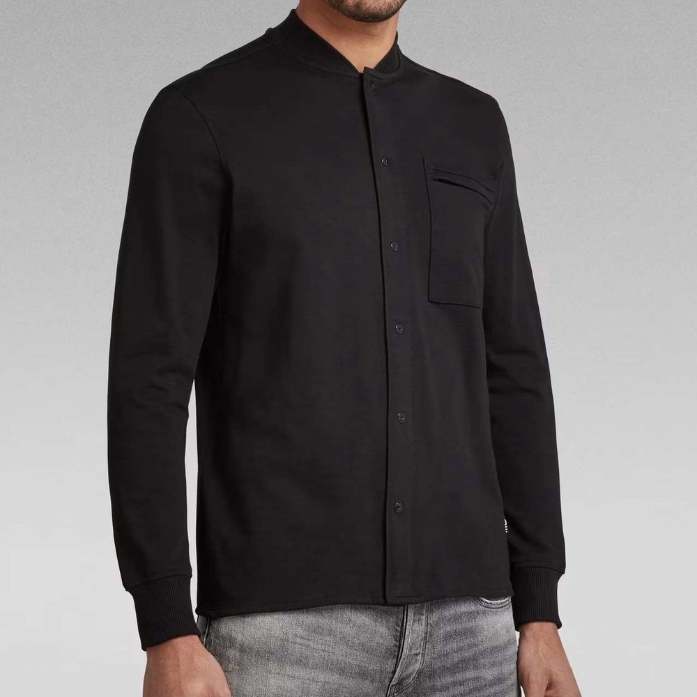 G-Star Baseball Jersey Zip Pocket Long Sleeve Knit Shirt Snaps Black Men's XL